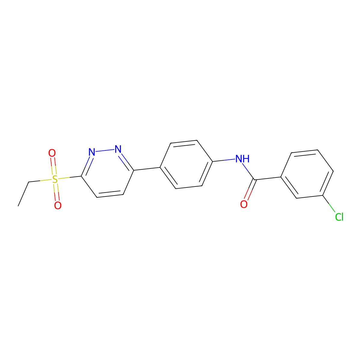3-chloro-N-(4-(6-(ethylsulfonyl)pyridazin-3-yl)phenyl)benzamide molecular structure, CAS 1005294-69-8