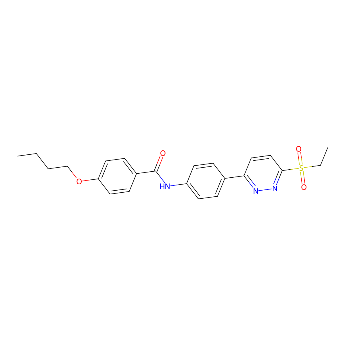 4-butoxy-N-(4-(6-(ethylsulfonyl)pyridazin-3-yl)phenyl)benzamide molecular structure, CAS 1005294-72-3