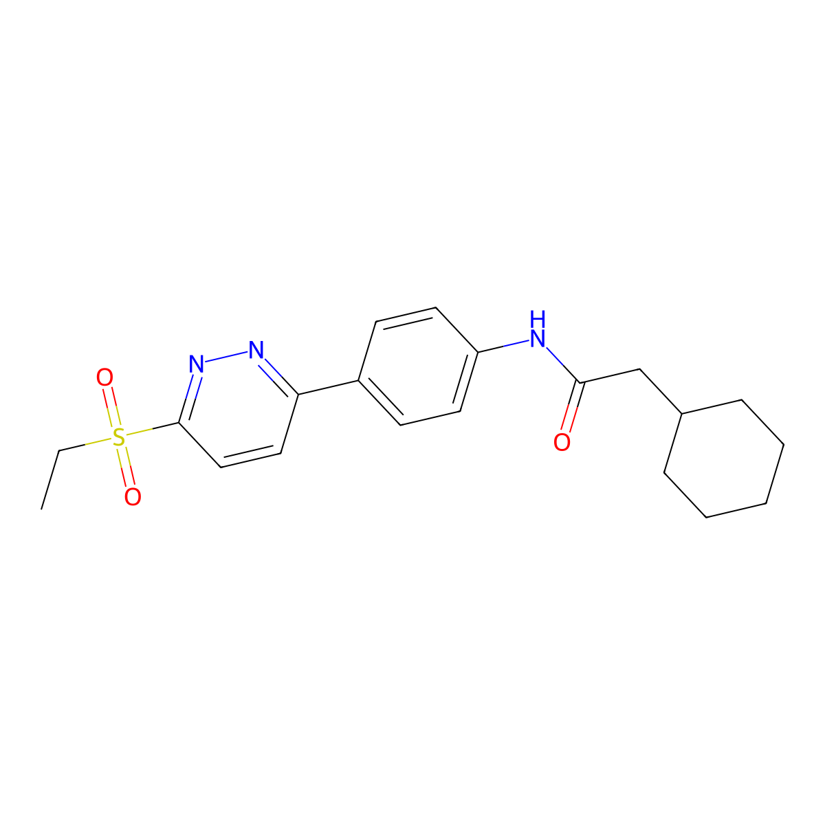 2-cyclohexyl-N-(4-(6-(ethylsulfonyl)pyridazin-3-yl)phenyl)acetamide molecular structure, CAS 1005294-74-5