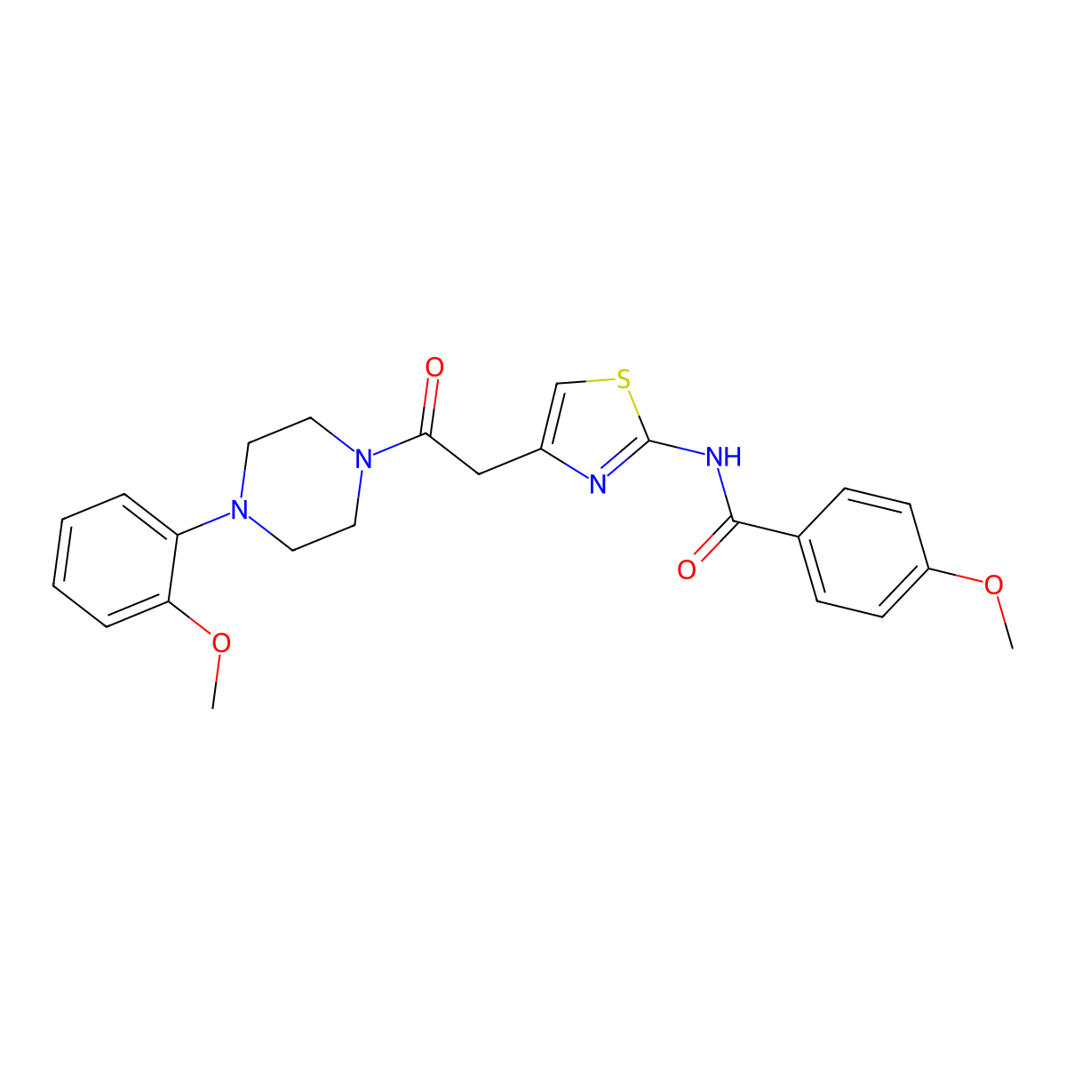 4-methoxy-N-(4-{2-[4-(2-methoxyphenyl)piperazin-1-yl]-2-oxoethyl}-1,3-thiazol-2-yl)benzamide molecular structure, CAS 1005294-84-7