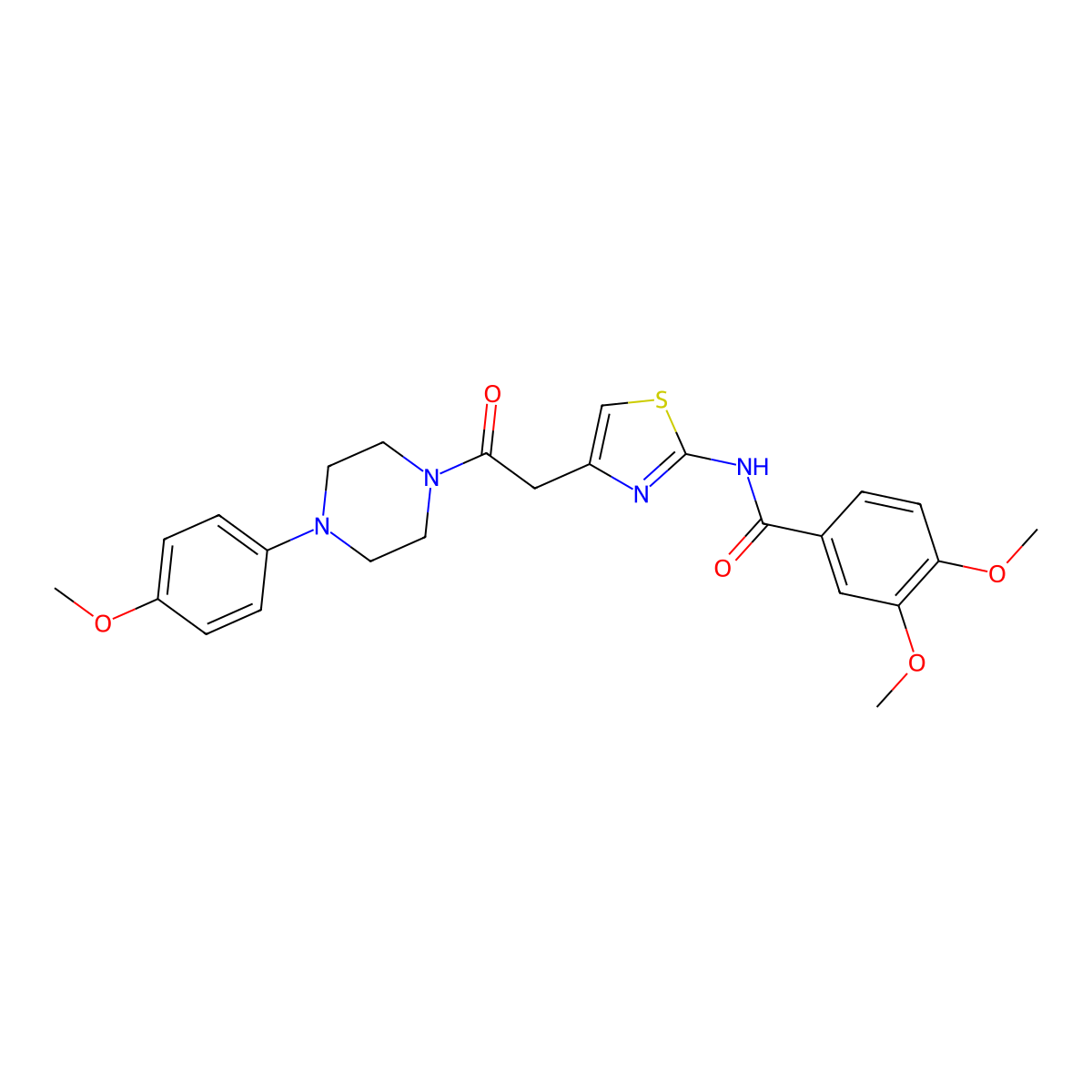3,4-dimethoxy-N-(4-{2-[4-(4-methoxyphenyl)piperazin-1-yl]-2-oxoethyl}-1,3-thiazol-2-yl)benzamide molecular structure, CAS 1005294-89-2