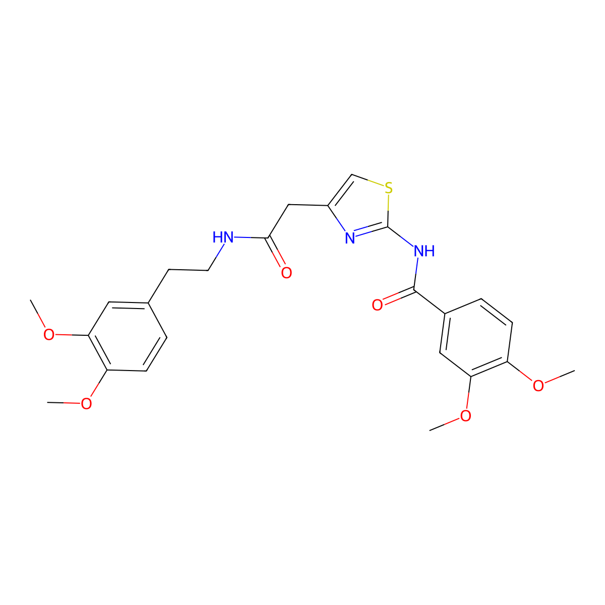 N-(4-(2-((3,4-dimethoxyphenethyl)amino)-2-oxoethyl)thiazol-2-yl)-3,4-dimethoxybenzamide molecular structure, CAS 1005294-96-1