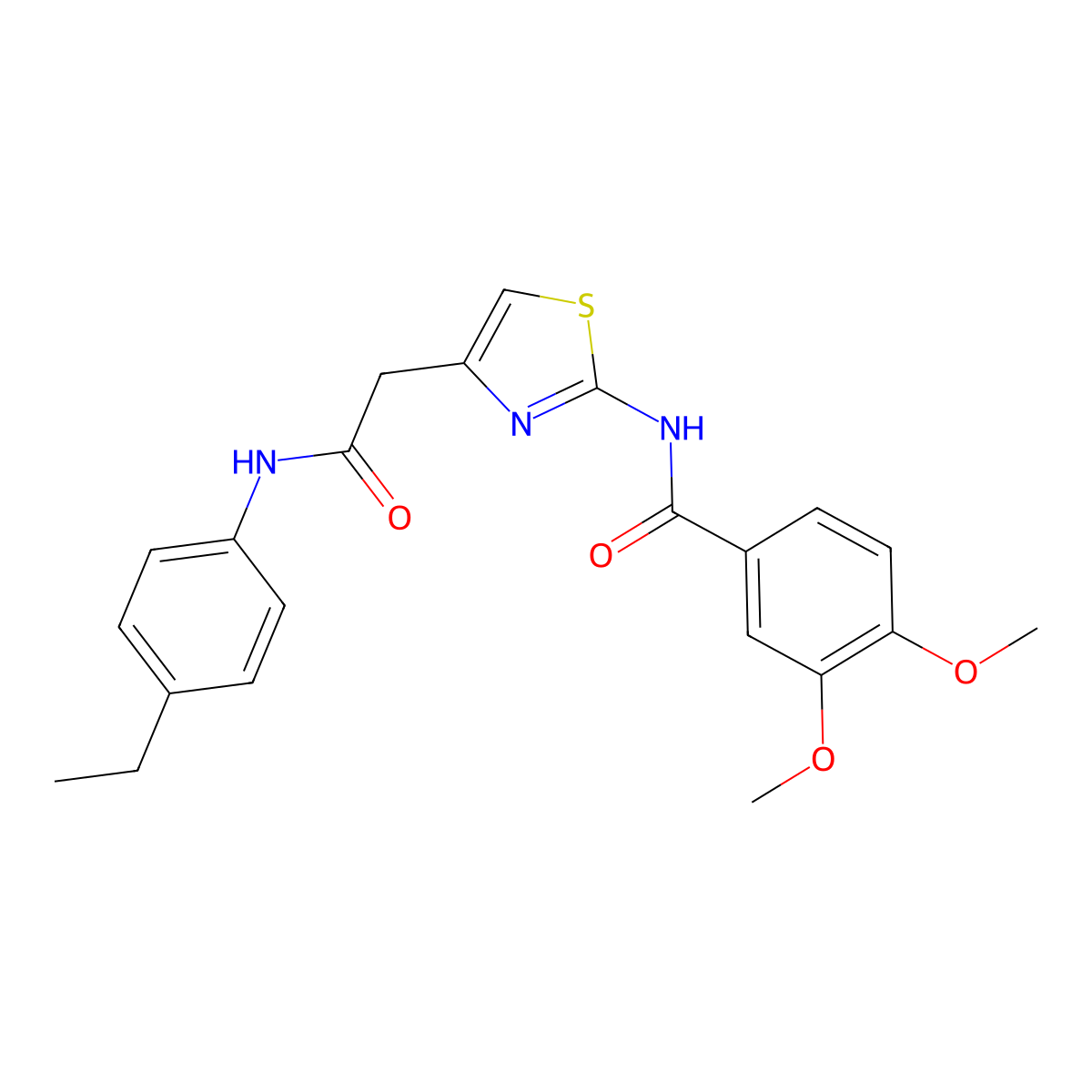 N-(4-(2-((4-ethylphenyl)amino)-2-oxoethyl)thiazol-2-yl)-3,4-dimethoxybenzamide molecular structure, CAS 1005294-99-4