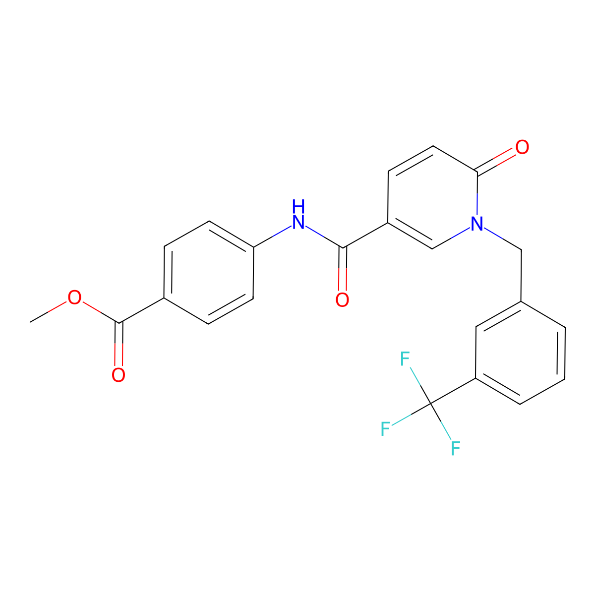 Methyl 4-(6-oxo-1-(3-(trifluoromethyl)benzyl)-1,6-dihydropyridine-3-carboxamido)benzoate molecular structure, CAS 1005295-08-8