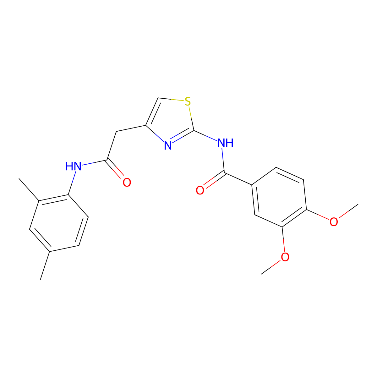 N-(4-(2-((2,4-dimethylphenyl)amino)-2-oxoethyl)thiazol-2-yl)-3,4-dimethoxybenzamide molecular structure, CAS 1005295-09-9