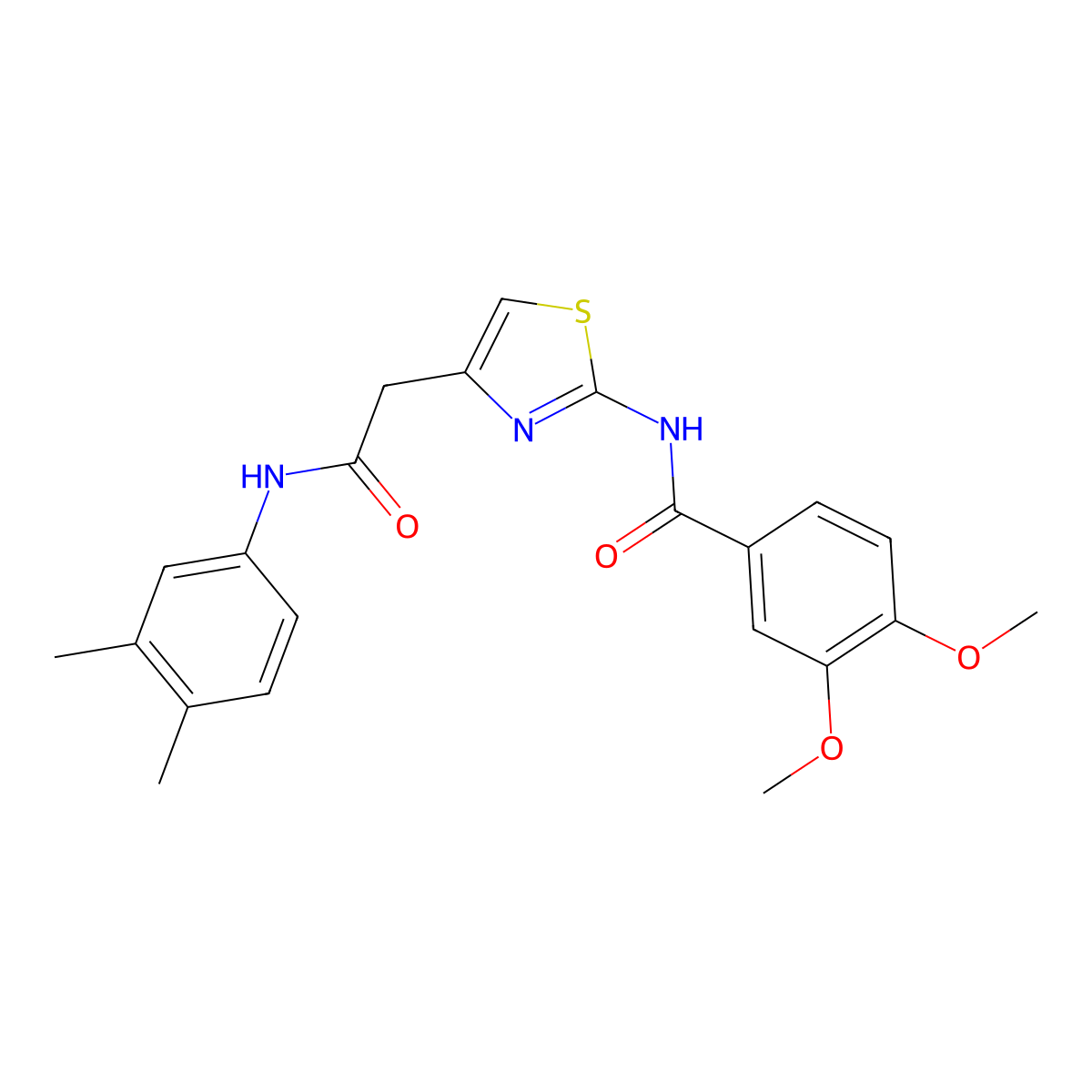 N-(4-(2-((3,4-dimethylphenyl)amino)-2-oxoethyl)thiazol-2-yl)-3,4-dimethoxybenzamide molecular structure, CAS 1005295-10-2