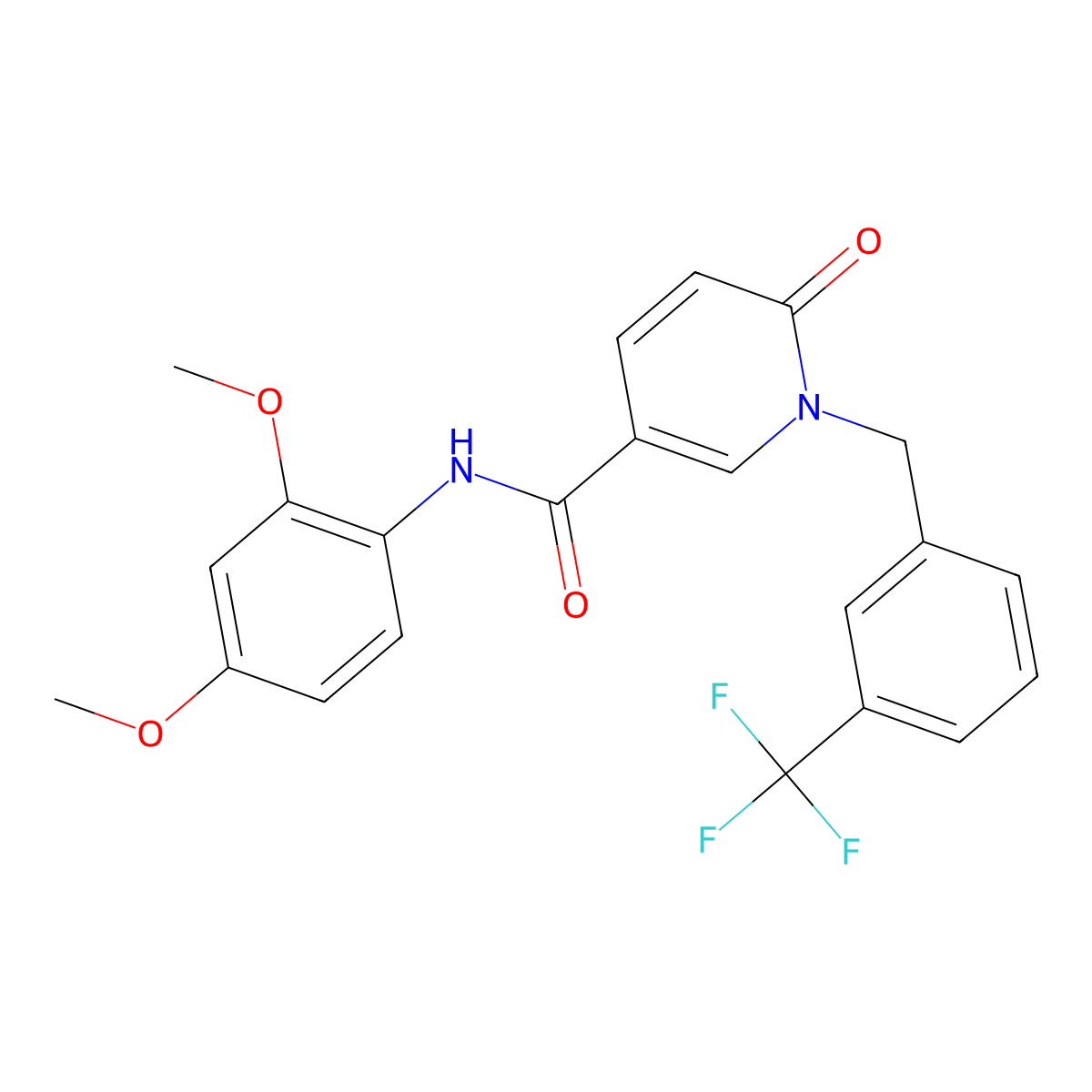 N-(2,4-dimethoxyphenyl)-6-oxo-1-(3-(trifluoromethyl)benzyl)-1,6-dihydropyridine-3-carboxamide molecular structure, CAS 1005295-11-3