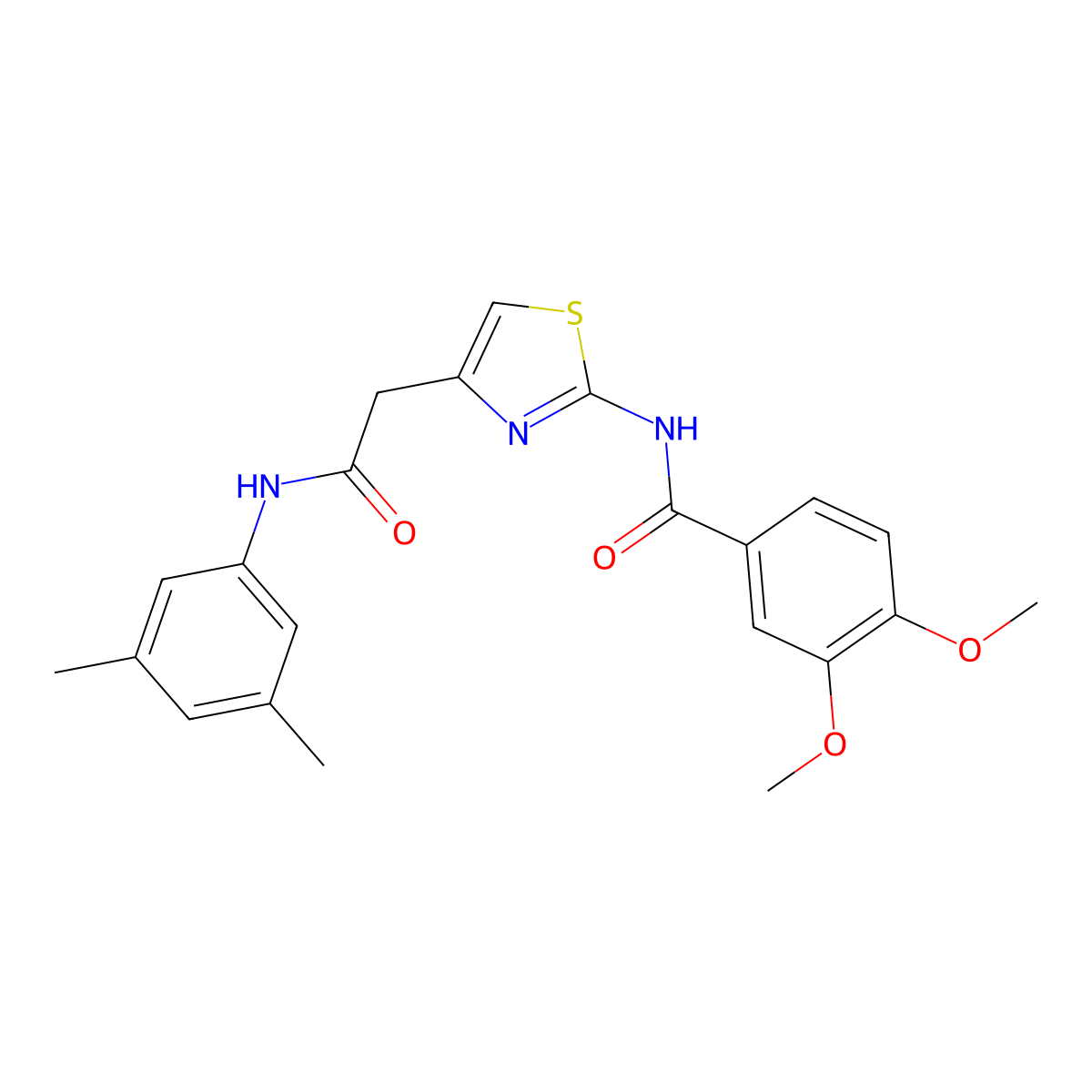 N-(4-(2-((3,5-dimethylphenyl)amino)-2-oxoethyl)thiazol-2-yl)-3,4-dimethoxybenzamide molecular structure, CAS 1005295-12-4