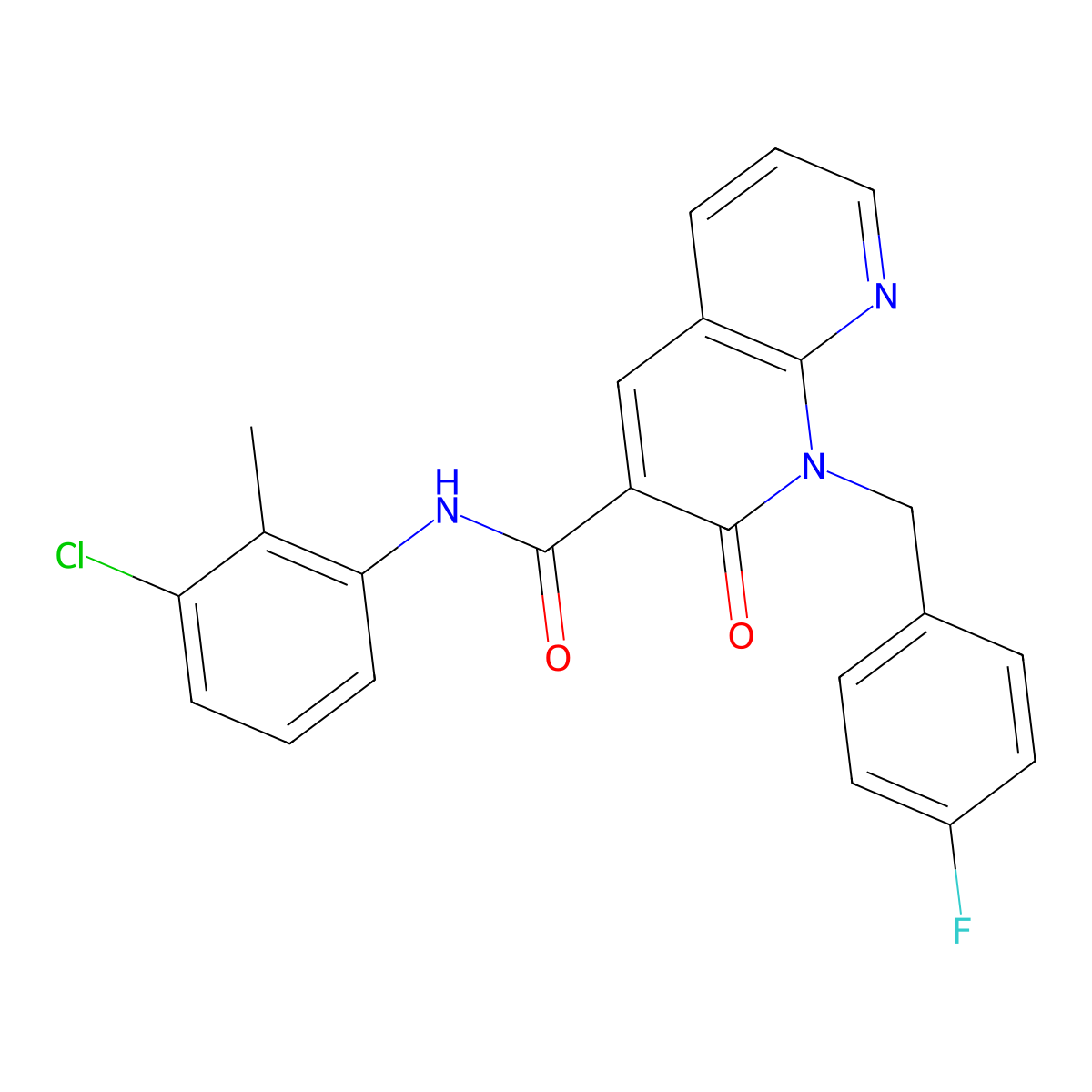 N-(3-chloro-2-methylphenyl)-1-(4-fluorobenzyl)-2-oxo-1,2-dihydro-1,8-naphthyridine-3-carboxamide molecular structure, CAS 1005295-27-1