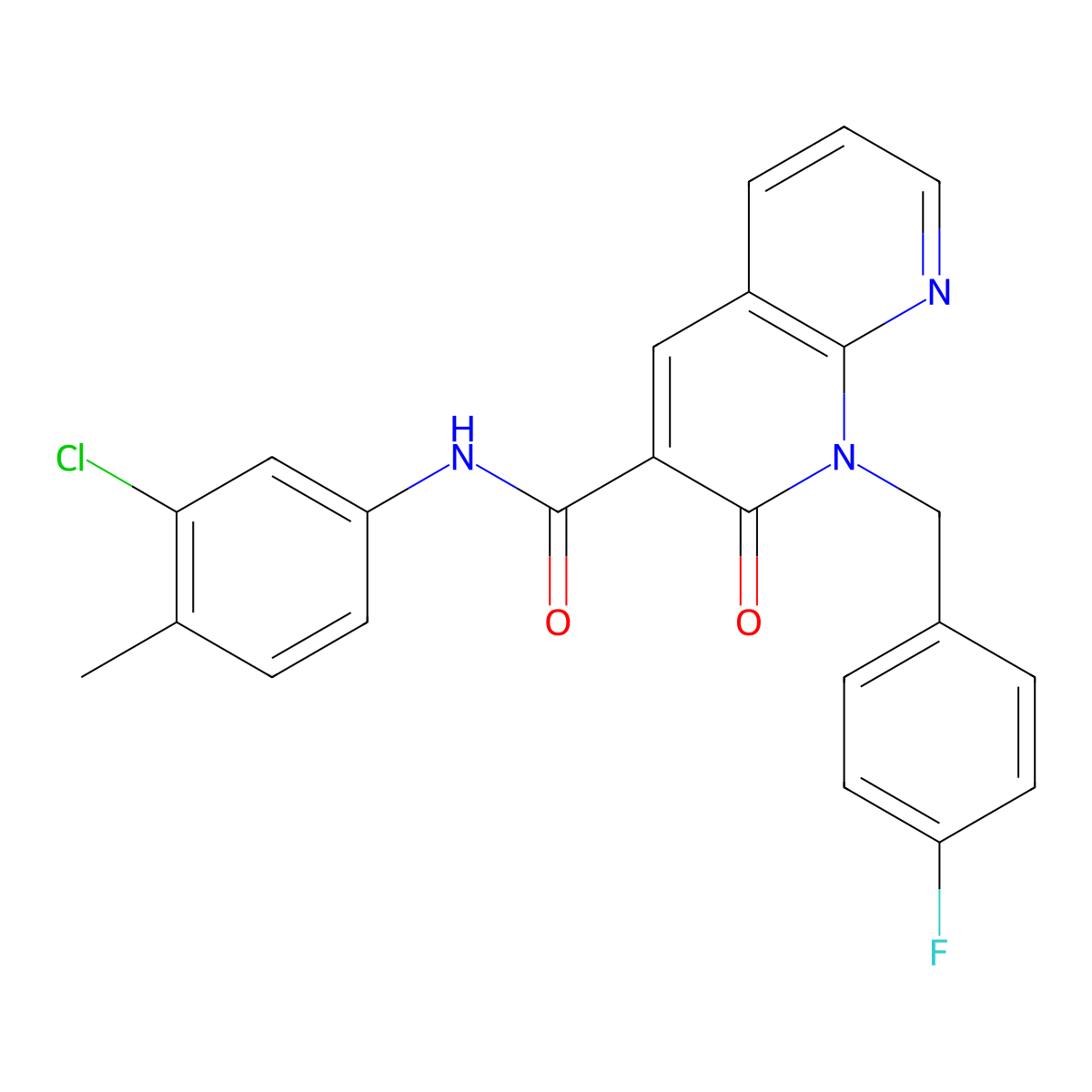 N-(3-chloro-4-methylphenyl)-1-(4-fluorobenzyl)-2-oxo-1,2-dihydro-1,8-naphthyridine-3-carboxamide molecular structure, CAS 1005295-29-3