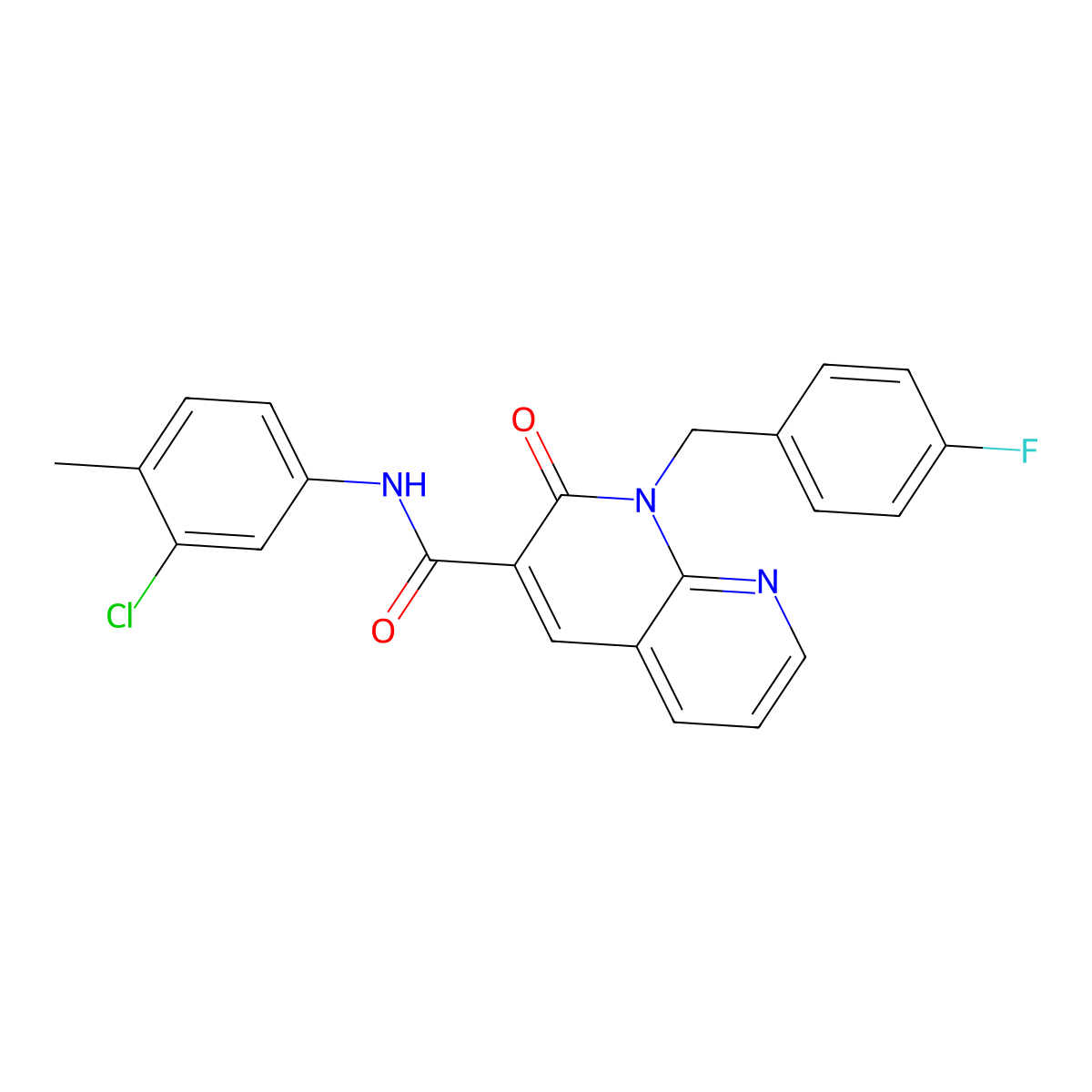 N-(3-chloro-4-methylphenyl)-1-(4-fluorobenzyl)-2-oxo-1,2-dihydro-1,8-naphthyridine-3-carboxamide molecular structure, CAS 1005295-29-3