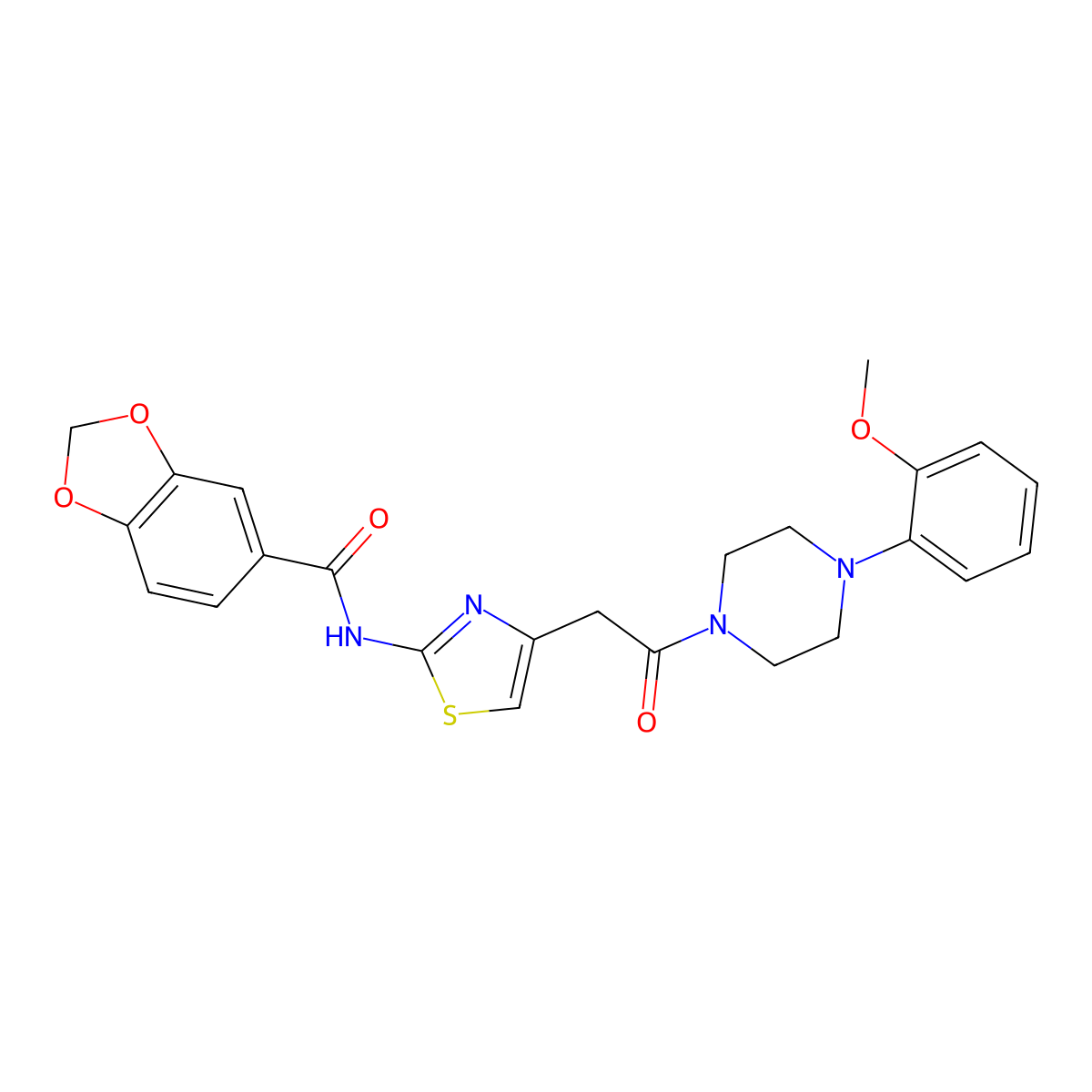 N-(4-(2-(4-(2-methoxyphenyl)piperazin-1-yl)-2-oxoethyl)thiazol-2-yl)benzo[d][1,3]dioxole-5-carboxamide molecular structure, CAS 1005295-32-8