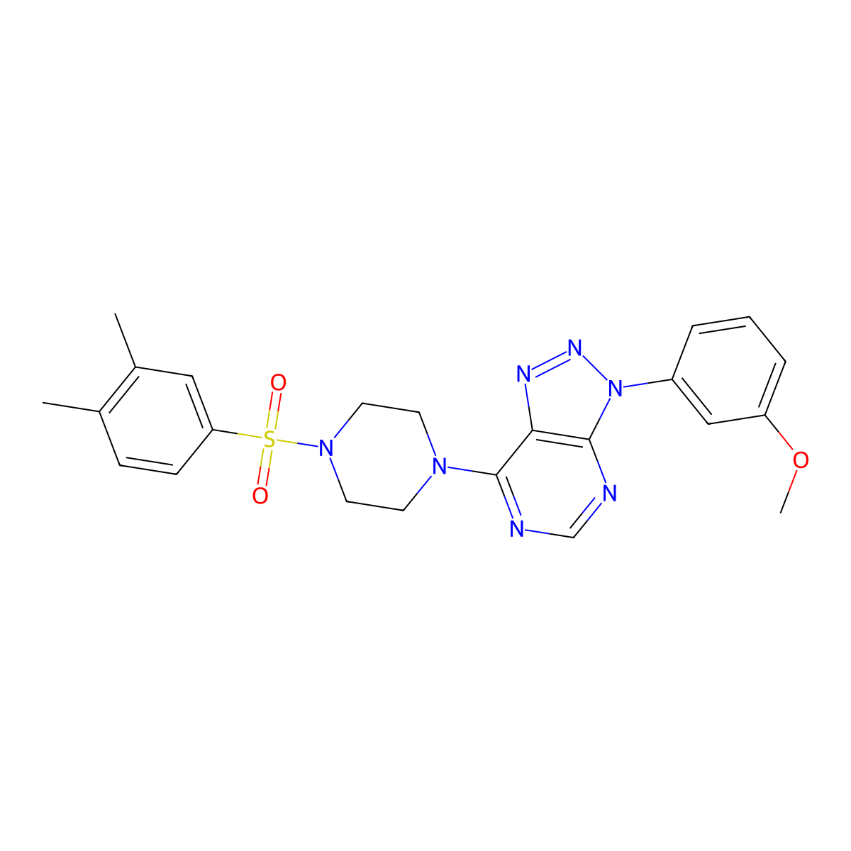 7-(4-((3,4-dimethylphenyl)sulfonyl)piperazin-1-yl)-3-(3-methoxyphenyl)-3H-[1,2,3]triazolo[4,5-d]pyrimidine molecular structure, CAS 1005295-51-1