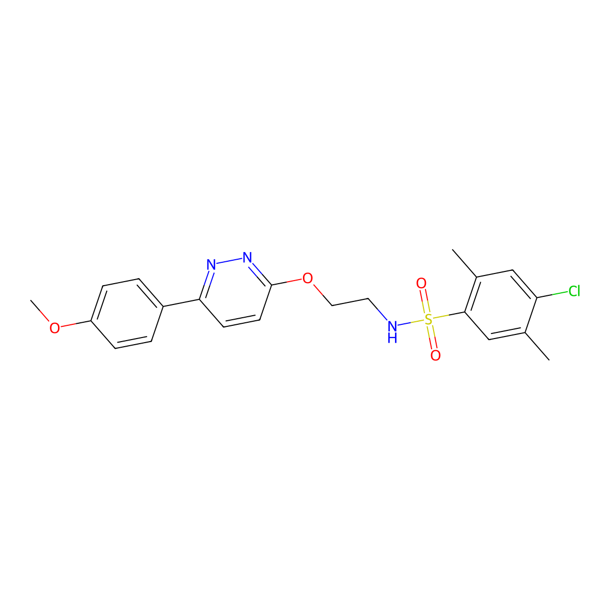 4-chloro-N-(2-((6-(4-methoxyphenyl)pyridazin-3-yl)oxy)ethyl)-2,5-dimethylbenzenesulfonamide molecular structure, CAS 1005295-57-7