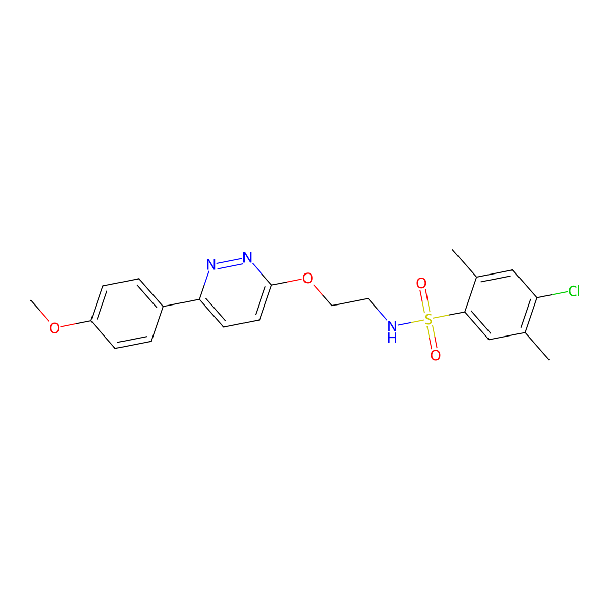 4-chloro-N-(2-((6-(4-methoxyphenyl)pyridazin-3-yl)oxy)ethyl)-2,5-dimethylbenzenesulfonamide molecular structure, CAS 1005295-57-7