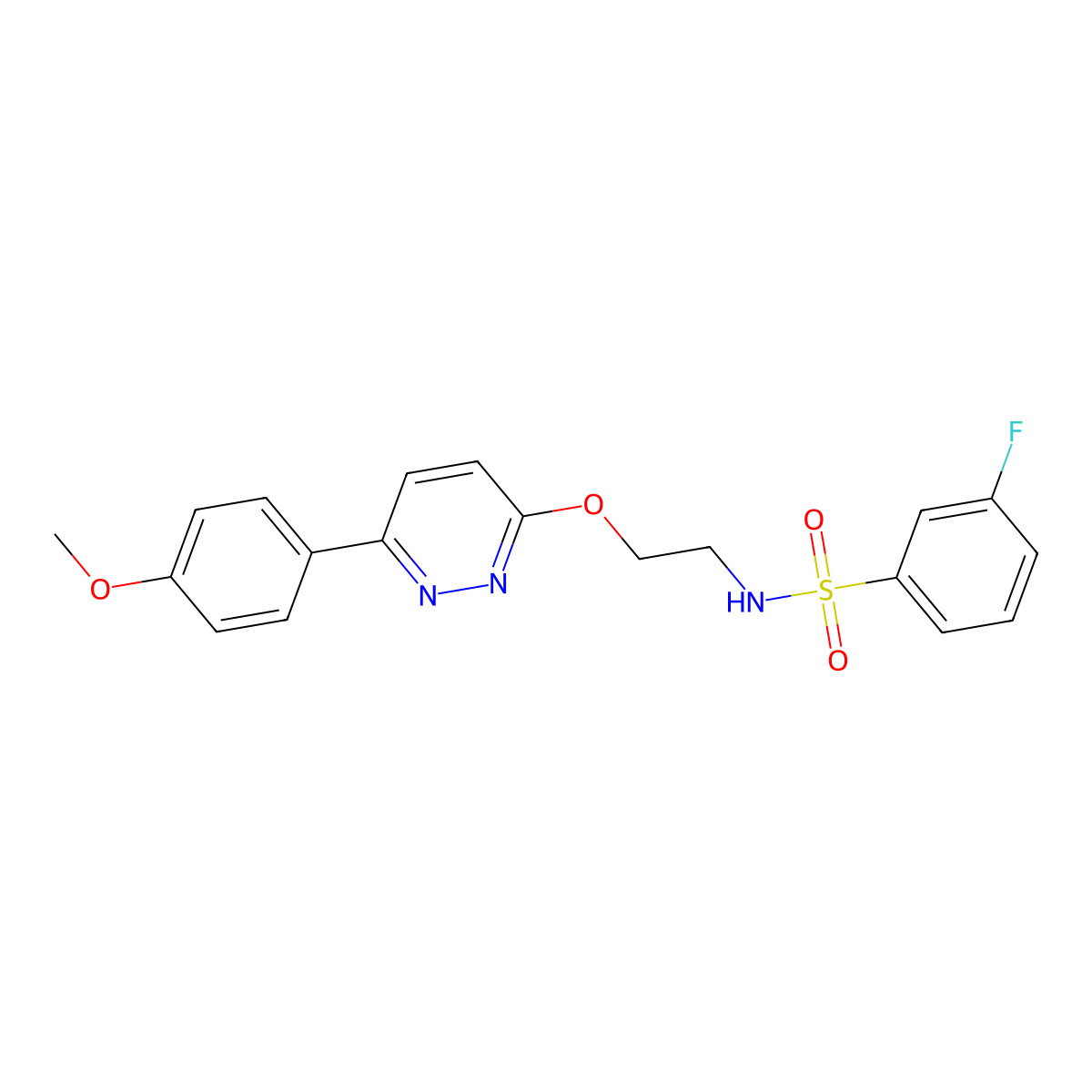 3-fluoro-N-(2-((6-(4-methoxyphenyl)pyridazin-3-yl)oxy)ethyl)benzenesulfonamide molecular structure, CAS 1005295-72-6