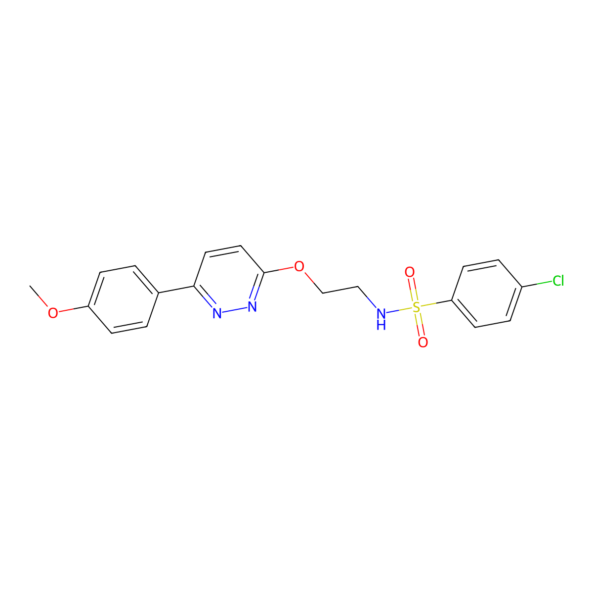 4-chloro-N-(2-((6-(4-methoxyphenyl)pyridazin-3-yl)oxy)ethyl)benzenesulfonamide molecular structure, CAS 1005295-78-2