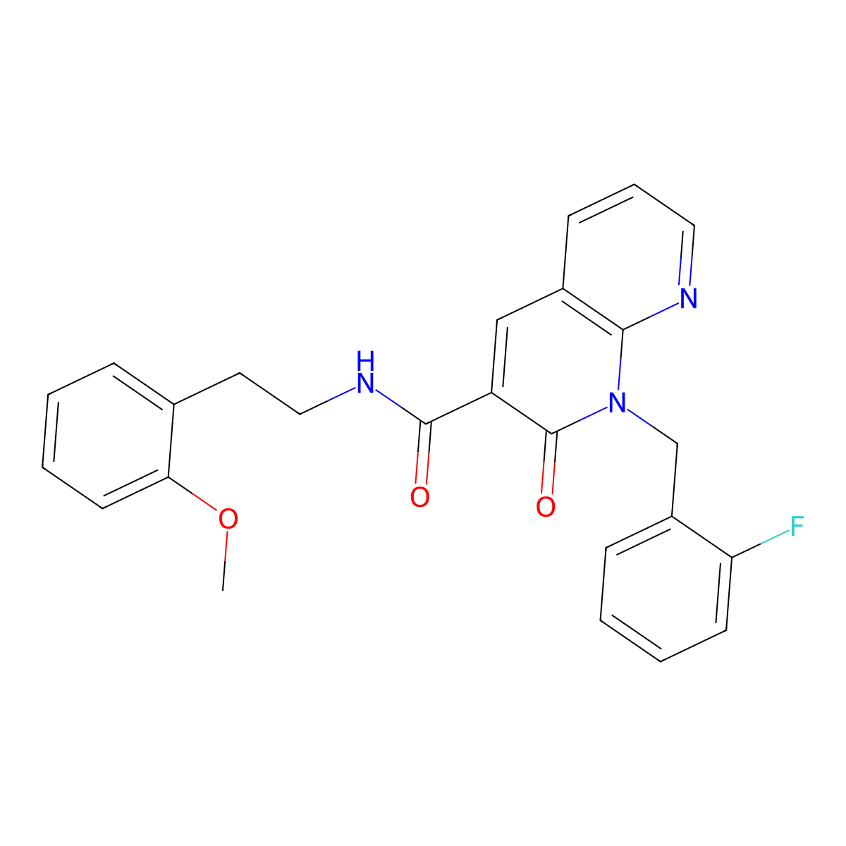 1-(2-fluorobenzyl)-N-(2-methoxyphenethyl)-2-oxo-1,2-dihydro-1,8-naphthyridine-3-carboxamide molecular structure, CAS 1005295-82-8