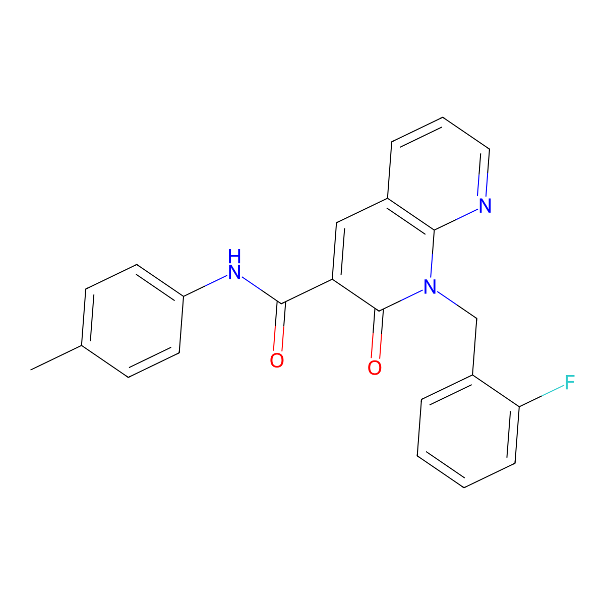 1-(2-fluorobenzyl)-2-oxo-N-(p-tolyl)-1,2-dihydro-1,8-naphthyridine-3-carboxamide molecular structure, CAS 1005295-93-1