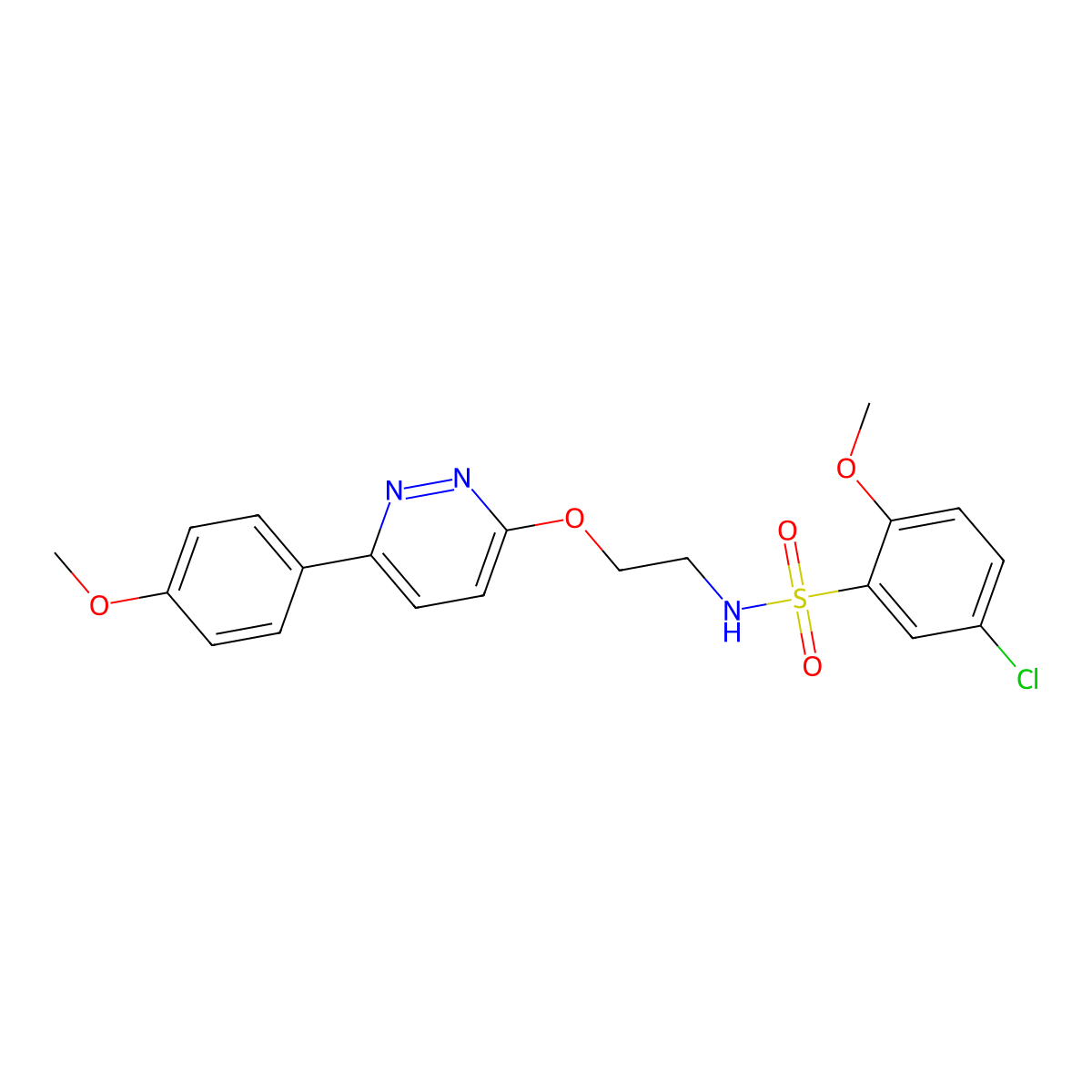 5-chloro-2-methoxy-N-(2-((6-(4-methoxyphenyl)pyridazin-3-yl)oxy)ethyl)benzenesulfonamide molecular structure, CAS 1005295-96-4