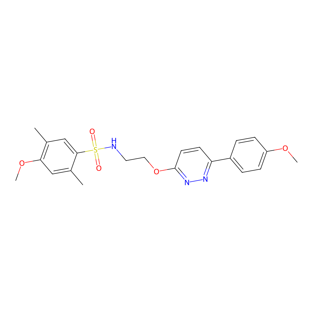 4-methoxy-N-(2-((6-(4-methoxyphenyl)pyridazin-3-yl)oxy)ethyl)-2,5-dimethylbenzenesulfonamide molecular structure, CAS 1005295-98-6