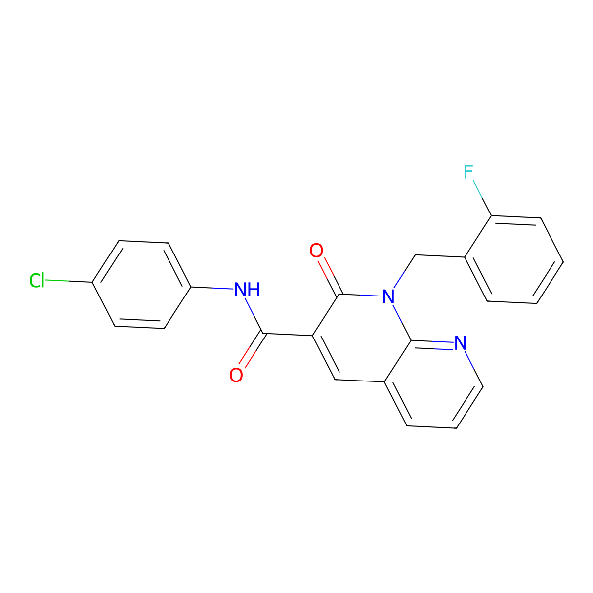 N-(4-chlorophenyl)-1-(2-fluorobenzyl)-2-oxo-1,2-dihydro-1,8-naphthyridine-3-carboxamide molecular structure, CAS 1005296-03-6