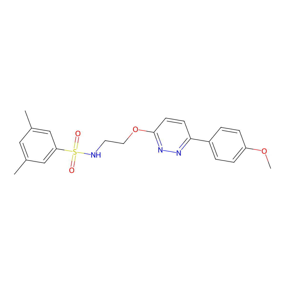 N-(2-((6-(4-methoxyphenyl)pyridazin-3-yl)oxy)ethyl)-3,5-dimethylbenzenesulfonamide molecular structure, CAS 1005296-04-7