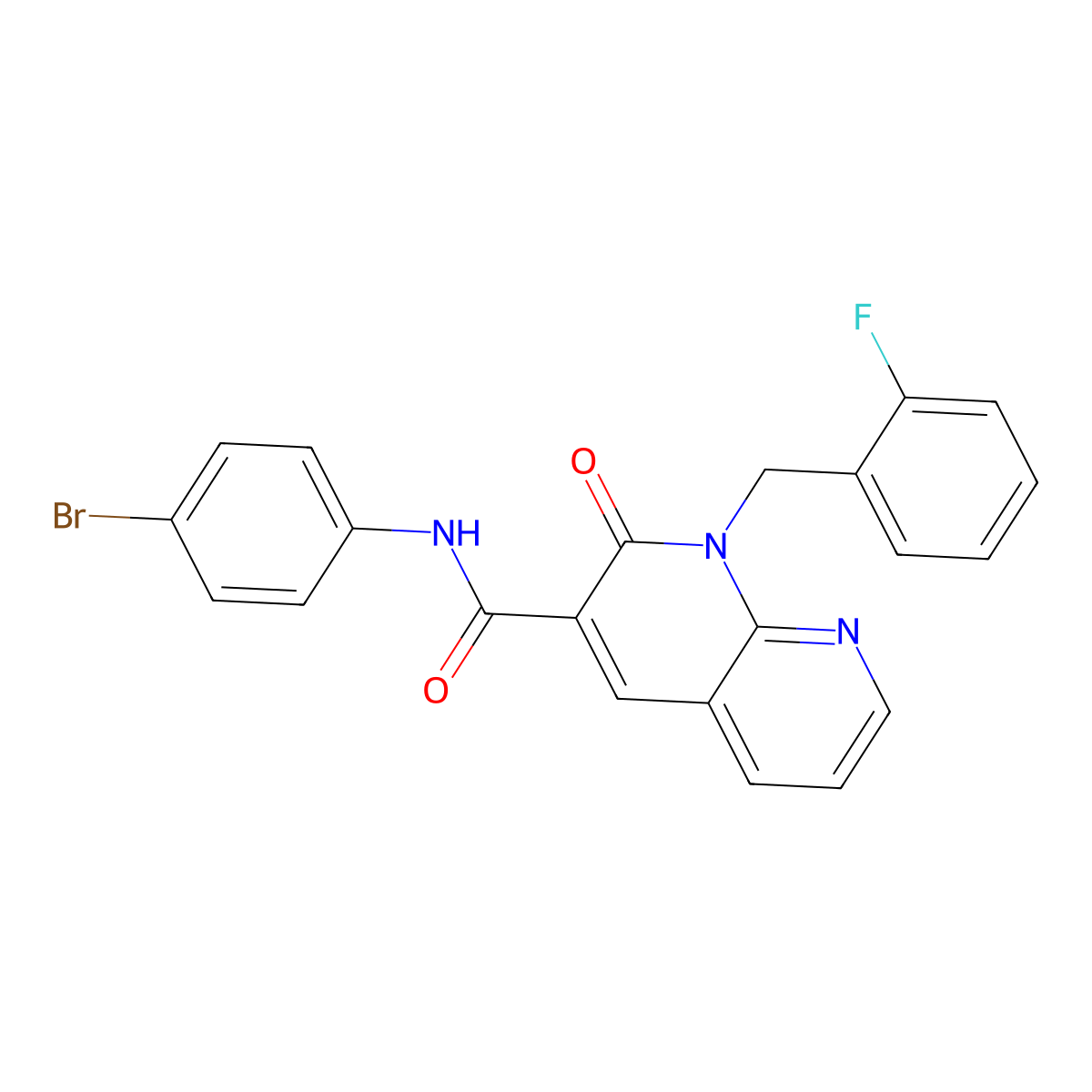 N-(4-bromophenyl)-1-(2-fluorobenzyl)-2-oxo-1,2-dihydro-1,8-naphthyridine-3-carboxamide molecular structure, CAS 1005296-05-8