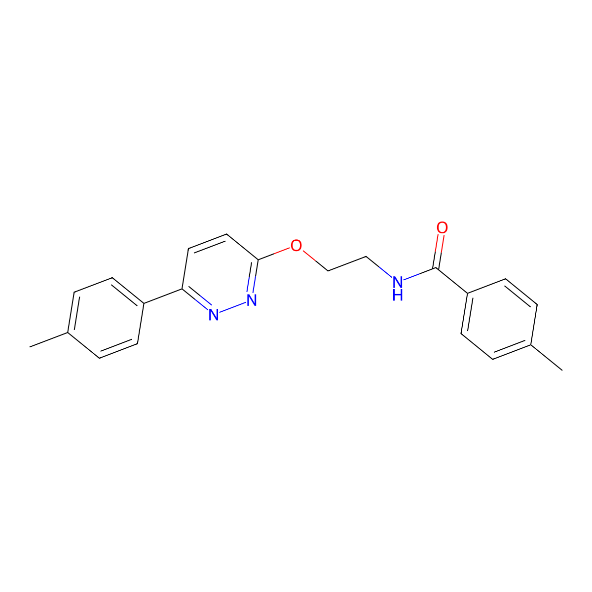 4-methyl-N-(2-{[6-(4-methylphenyl)pyridazin-3-yl]oxy}ethyl)benzamide molecular structure, CAS 1005296-15-0