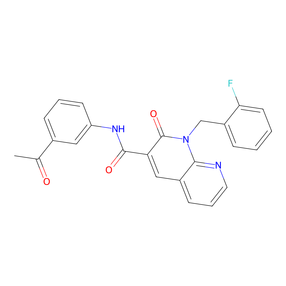 N-(3-acetylphenyl)-1-(2-fluorobenzyl)-2-oxo-1,2-dihydro-1,8-naphthyridine-3-carboxamide molecular structure, CAS 1005296-18-3