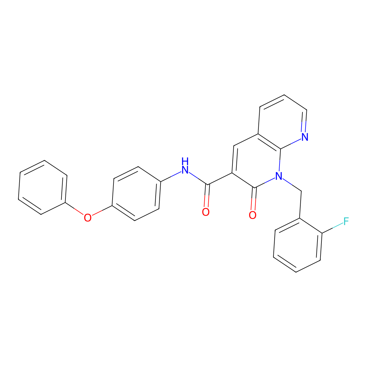 1-(2-fluorobenzyl)-2-oxo-N-(4-phenoxyphenyl)-1,2-dihydro-1,8-naphthyridine-3-carboxamide molecular structure, CAS 1005296-22-9