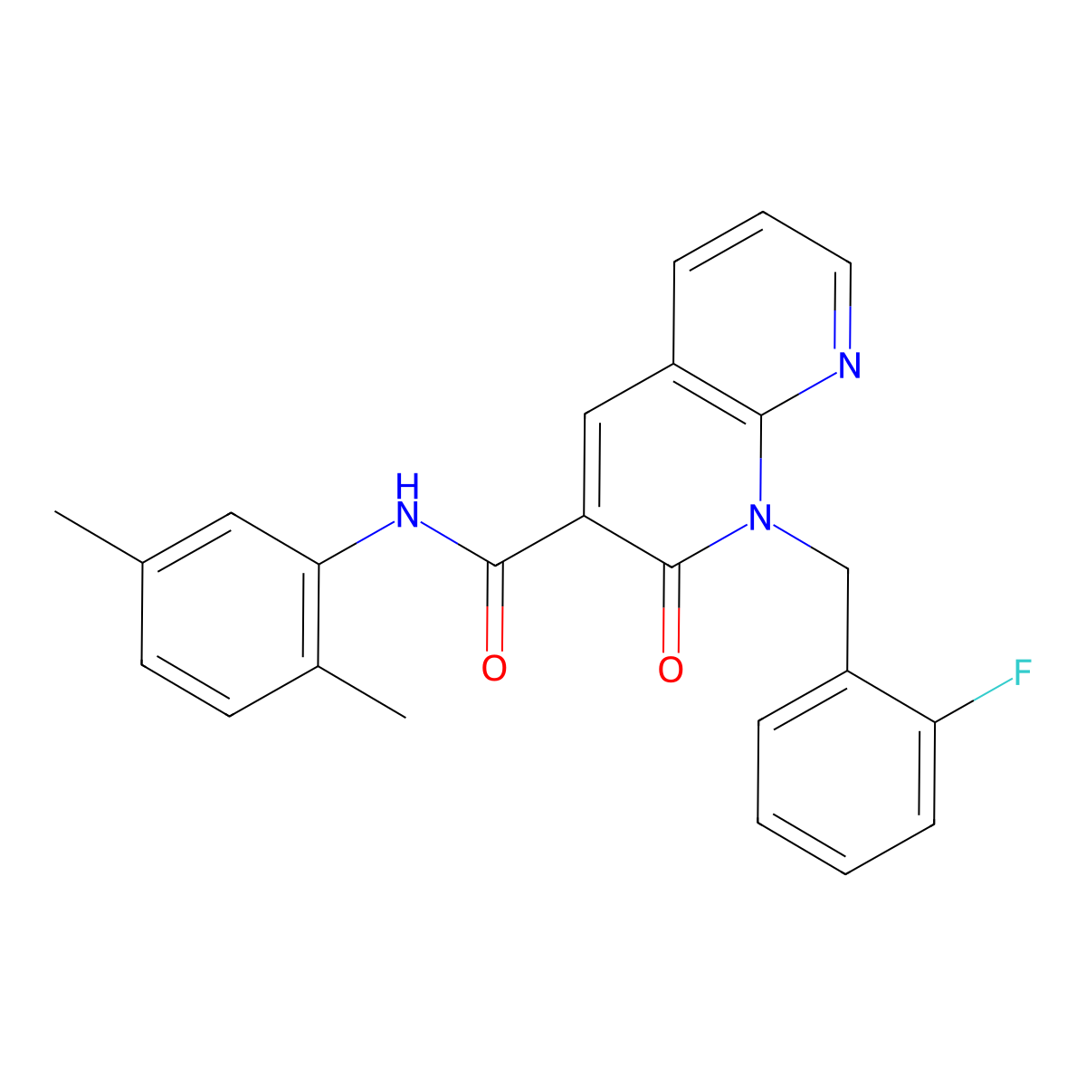 N-(2,5-dimethylphenyl)-1-(2-fluorobenzyl)-2-oxo-1,2-dihydro-1,8-naphthyridine-3-carboxamide molecular structure, CAS 1005296-27-4