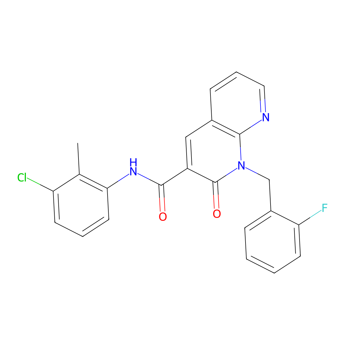 N-(3-chloro-2-methylphenyl)-1-(2-fluorobenzyl)-2-oxo-1,2-dihydro-1,8-naphthyridine-3-carboxamide molecular structure, CAS 1005296-32-1