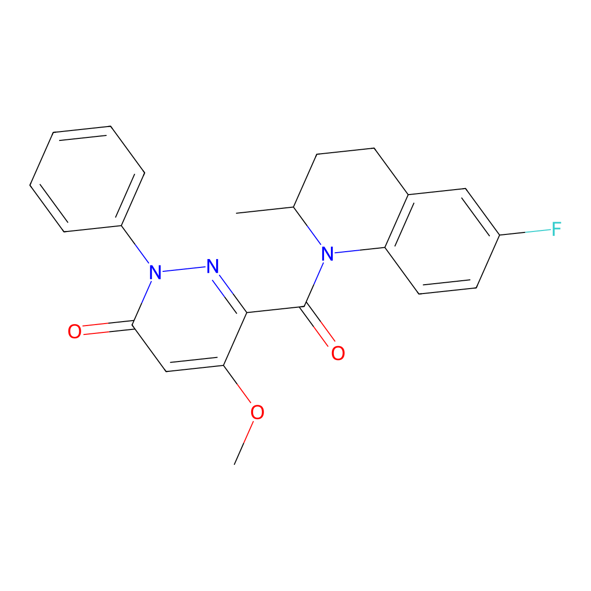 6-[(6-fluoro-2-methyl-3,4-dihydroquinolin-1(2H)-yl)carbonyl]-5-methoxy-2-phenylpyridazin-3(2H)-one molecular structure, CAS 1005296-35-4