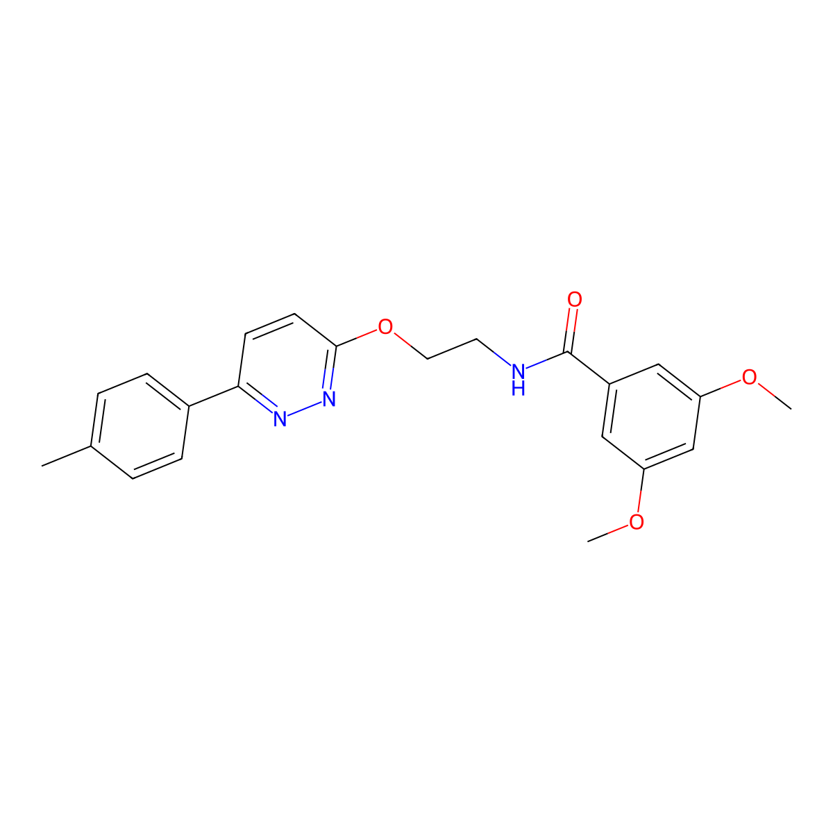 3,5-dimethoxy-N-(2-((6-(p-tolyl)pyridazin-3-yl)oxy)ethyl)benzamide molecular structure, CAS 1005296-39-8