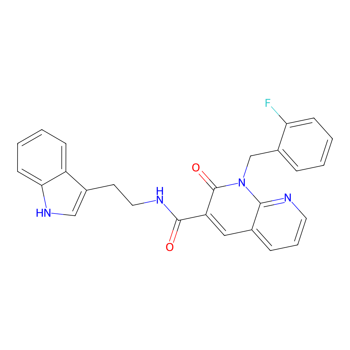 1-(2-fluorobenzyl)-N-[2-(1H-indol-3-yl)ethyl]-2-oxo-1,2-dihydro-1,8-naphthyridine-3-carboxamide molecular structure, CAS 1005296-42-3