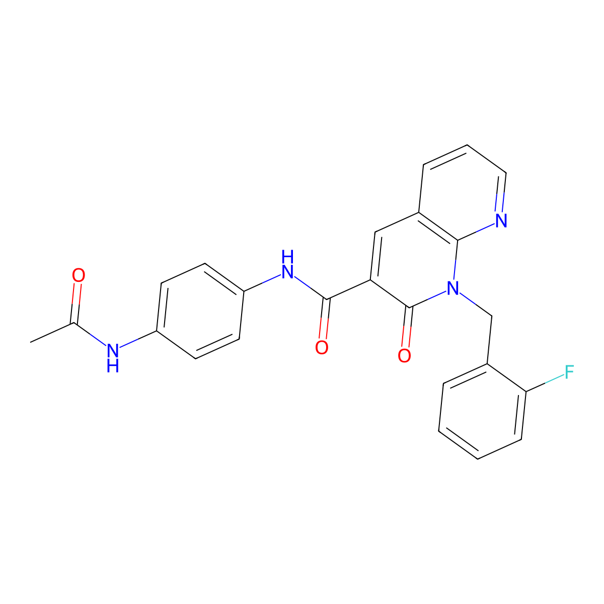 N-(4-acetamidophenyl)-1-(2-fluorobenzyl)-2-oxo-1,2-dihydro-1,8-naphthyridine-3-carboxamide molecular structure, CAS 1005296-44-5