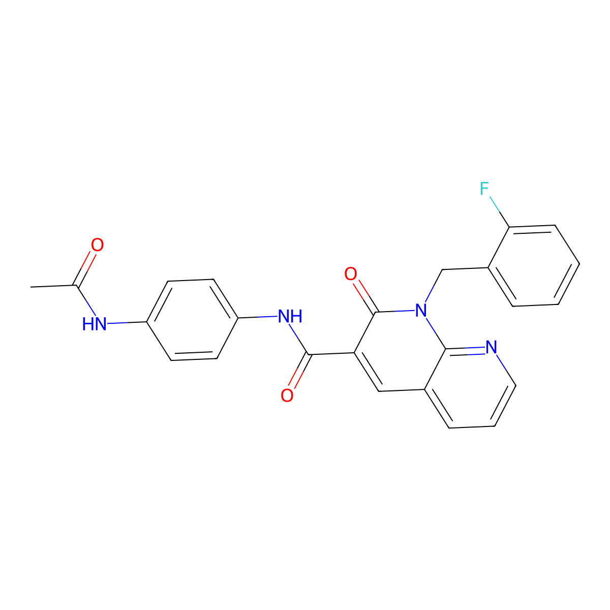 N-(4-acetamidophenyl)-1-(2-fluorobenzyl)-2-oxo-1,2-dihydro-1,8-naphthyridine-3-carboxamide molecular structure, CAS 1005296-44-5