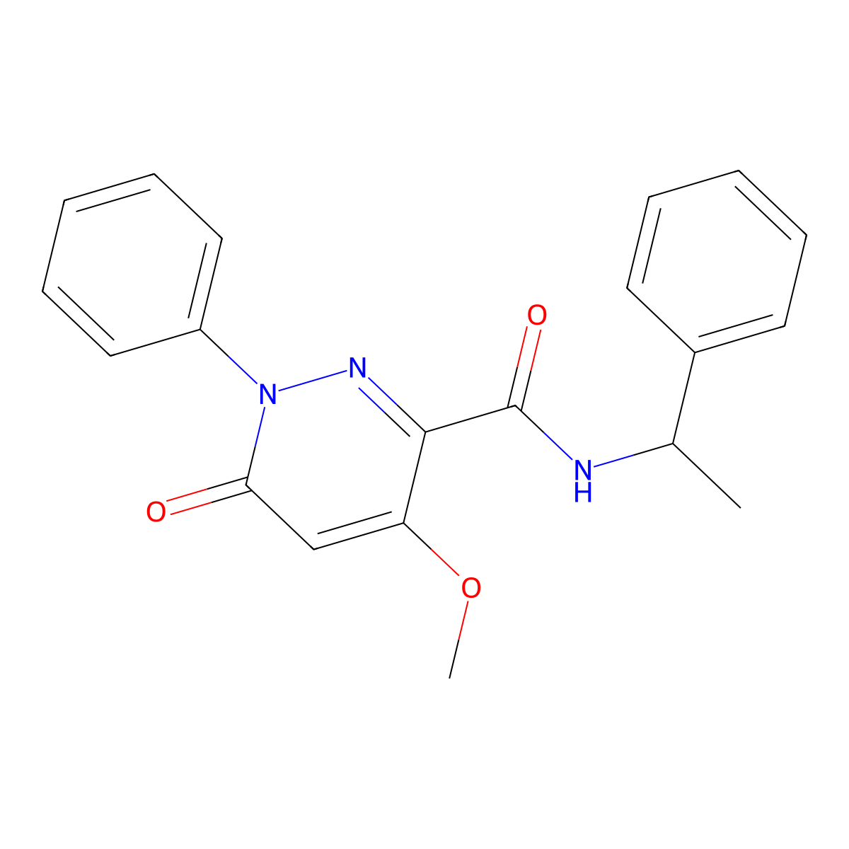 4-methoxy-6-oxo-1-phenyl-N-(1-phenylethyl)-1,6-dihydropyridazine-3-carboxamide molecular structure, CAS 1005296-56-9
