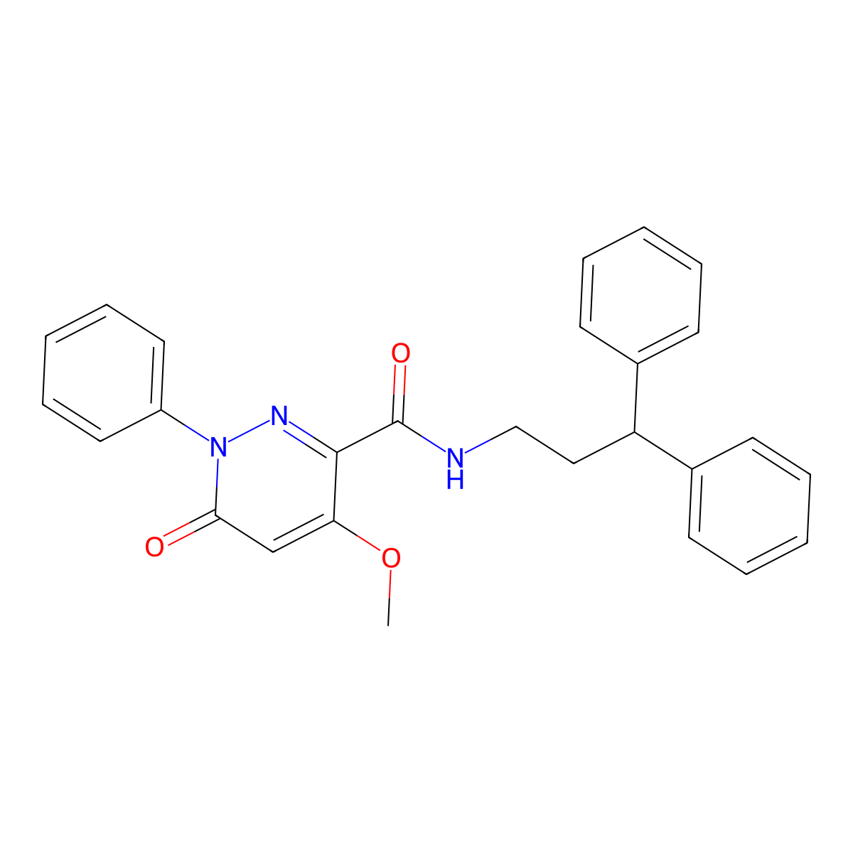 N-(3,3-diphenylpropyl)-4-methoxy-6-oxo-1-phenyl-1,6-dihydropyridazine-3-carboxamide molecular structure, CAS 1005296-57-0