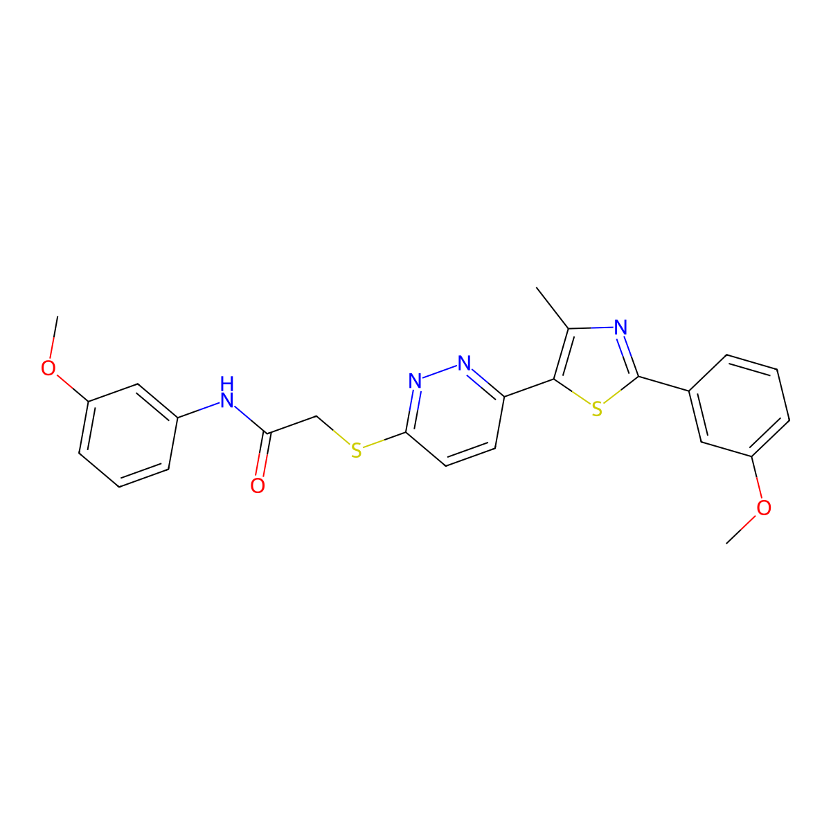 N-(3-methoxyphenyl)-2-((6-(2-(3-methoxyphenyl)-4-methylthiazol-5-yl)pyridazin-3-yl)thio)acetamide molecular structure, CAS 1005296-58-1