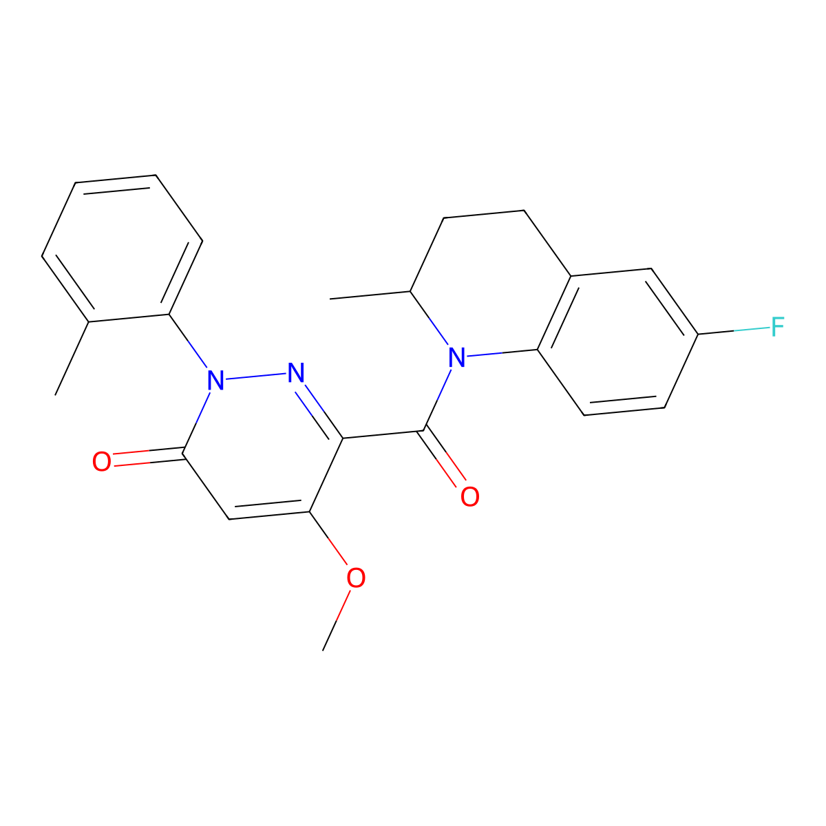 6-[(6-fluoro-2-methyl-3,4-dihydroquinolin-1(2H)-yl)carbonyl]-5-methoxy-2-(2-methylphenyl)pyridazin-3(2H)-one molecular structure, CAS 1005296-61-6