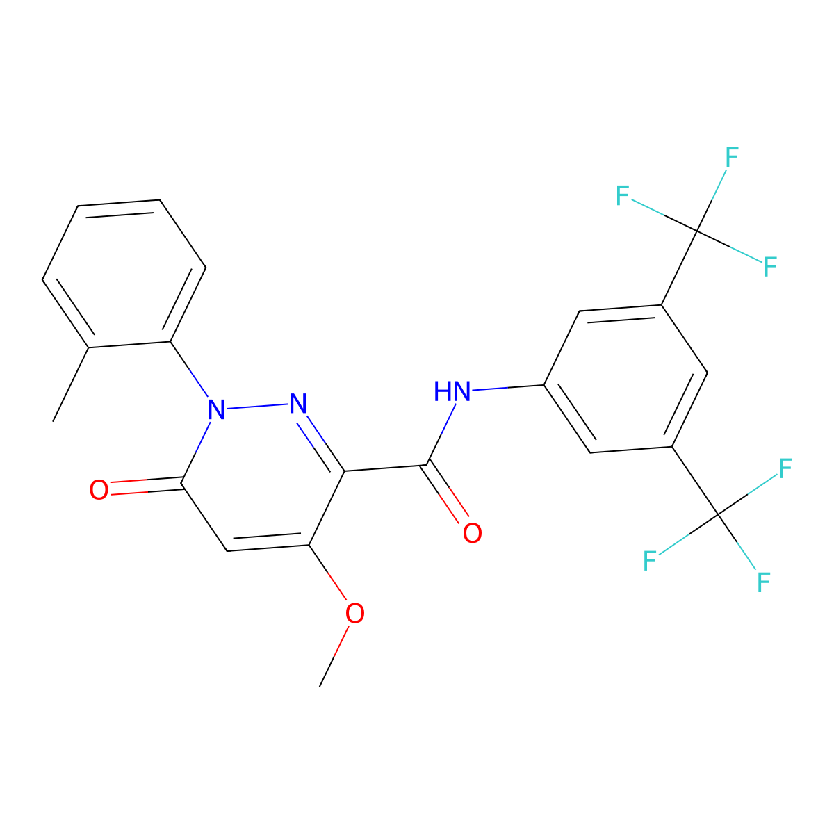 N-[3,5-bis(trifluoromethyl)phenyl]-4-methoxy-1-(2-methylphenyl)-6-oxo-1,6-dihydropyridazine-3-carboxamide molecular structure, CAS 1005296-67-2