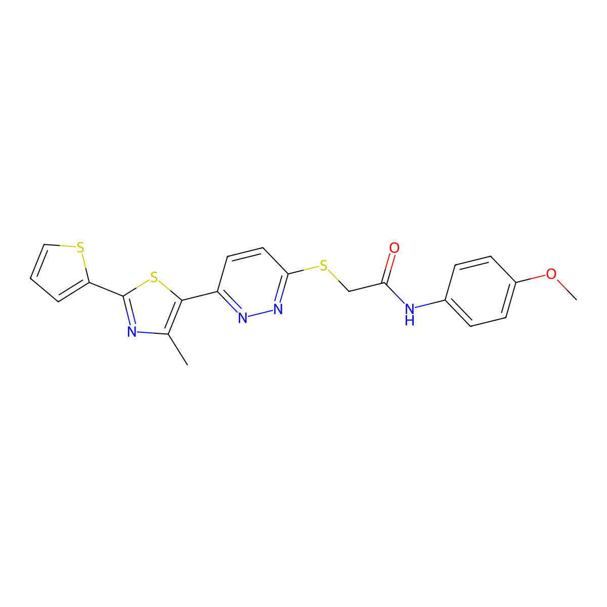 N-(4-methoxyphenyl)-2-((6-(4-methyl-2-(thiophen-2-yl)thiazol-5-yl)pyridazin-3-yl)thio)acetamide molecular structure, CAS 1005296-69-4