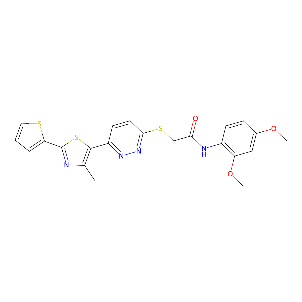 N-(2,4-dimethoxyphenyl)-2-((6-(4-methyl-2-(thiophen-2-yl)thiazol-5-yl)pyridazin-3-yl)thio)acetamide molecular structure, CAS 1005296-71-8