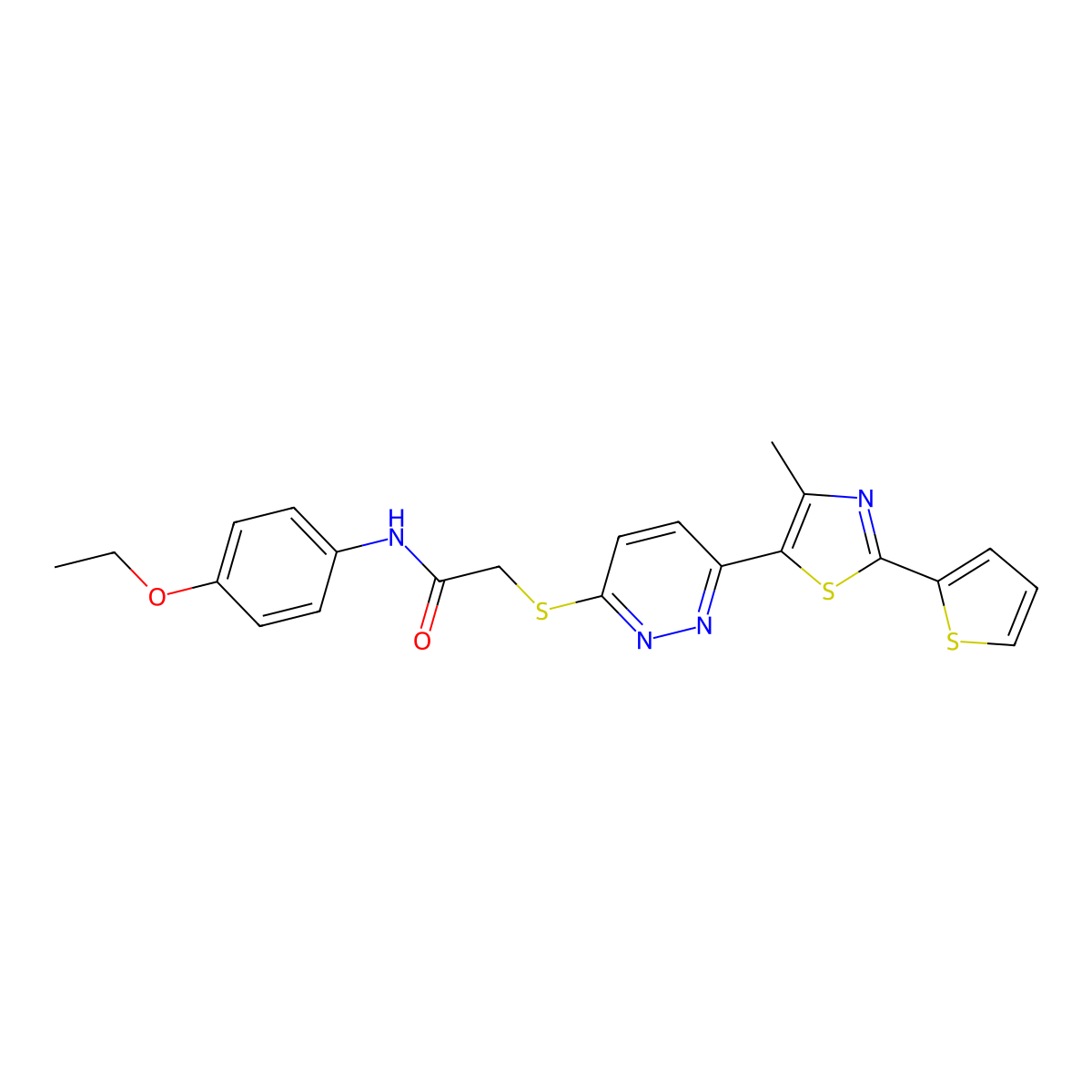 N-(4-ethoxyphenyl)-2-((6-(4-methyl-2-(thiophen-2-yl)thiazol-5-yl)pyridazin-3-yl)thio)acetamide molecular structure, CAS 1005296-72-9