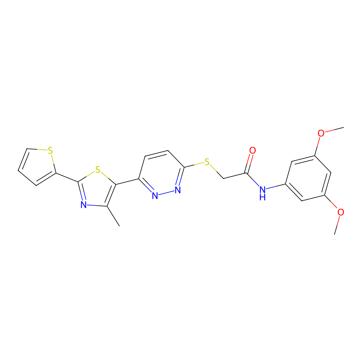 N-(3,5-dimethoxyphenyl)-2-((6-(4-methyl-2-(thiophen-2-yl)thiazol-5-yl)pyridazin-3-yl)thio)acetamide molecular structure, CAS 1005296-82-1