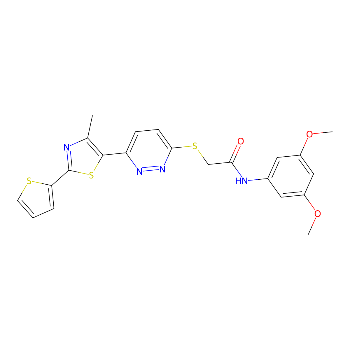 N-(3,5-dimethoxyphenyl)-2-((6-(4-methyl-2-(thiophen-2-yl)thiazol-5-yl)pyridazin-3-yl)thio)acetamide molecular structure, CAS 1005296-82-1