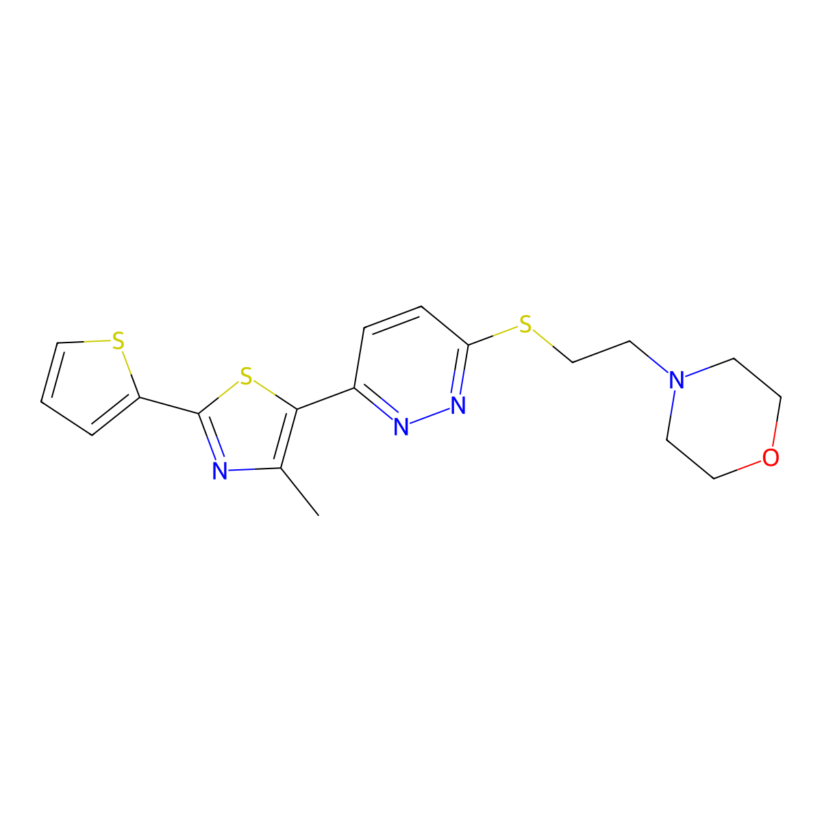 4-(2-((6-(4-Methyl-2-(thiophen-2-yl)thiazol-5-yl)pyridazin-3-yl)thio)ethyl)morpholine molecular structure, CAS 1005296-83-2