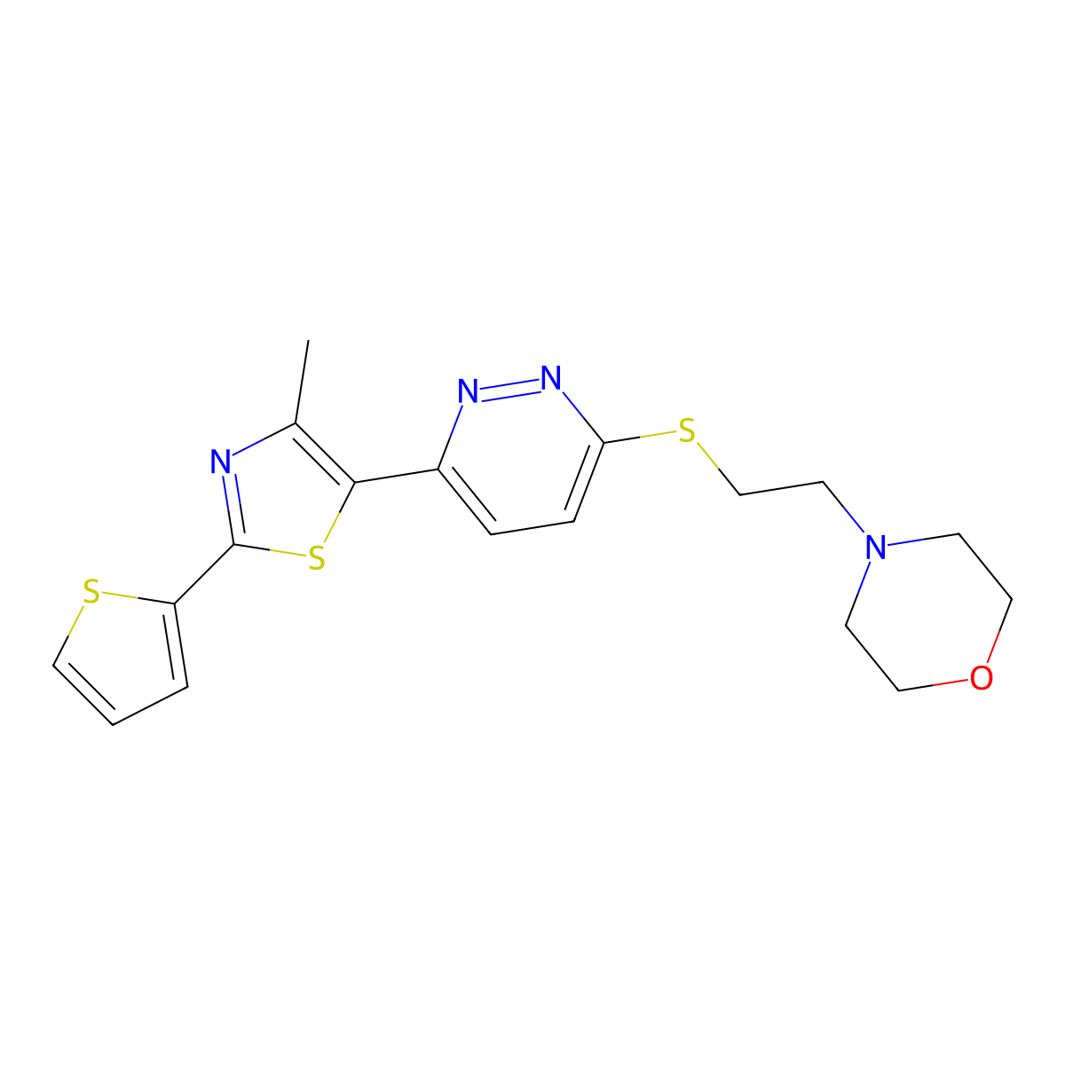4-(2-((6-(4-Methyl-2-(thiophen-2-yl)thiazol-5-yl)pyridazin-3-yl)thio)ethyl)morpholine molecular structure, CAS 1005296-83-2